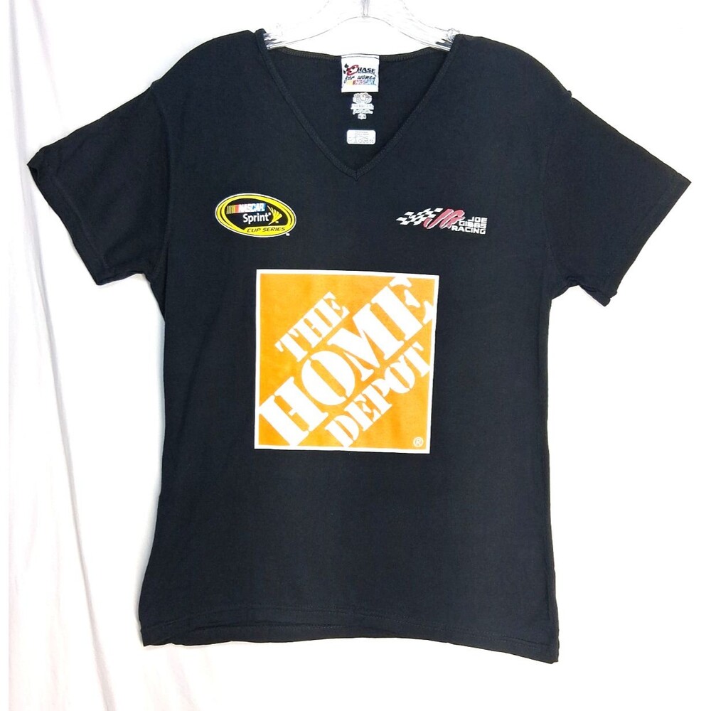 Tony Stewart V-neck T-Shirt Womens M Black Stretch Nascar Chase Sports Graphics